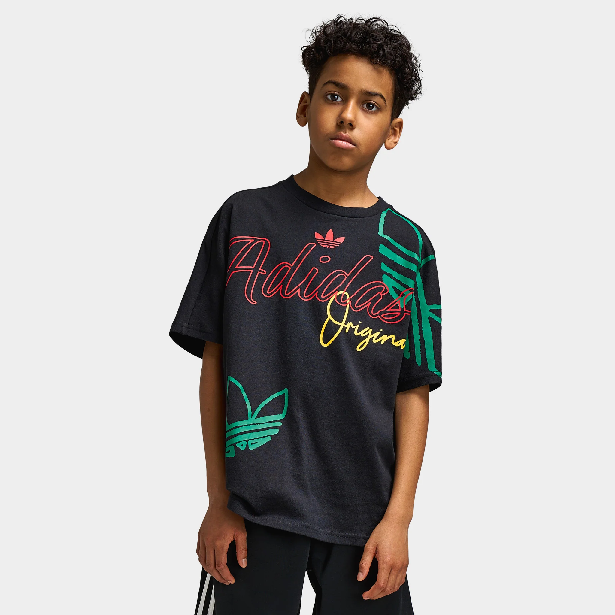 adidas Juniors' Loose Fit Logo Love Tee / Black