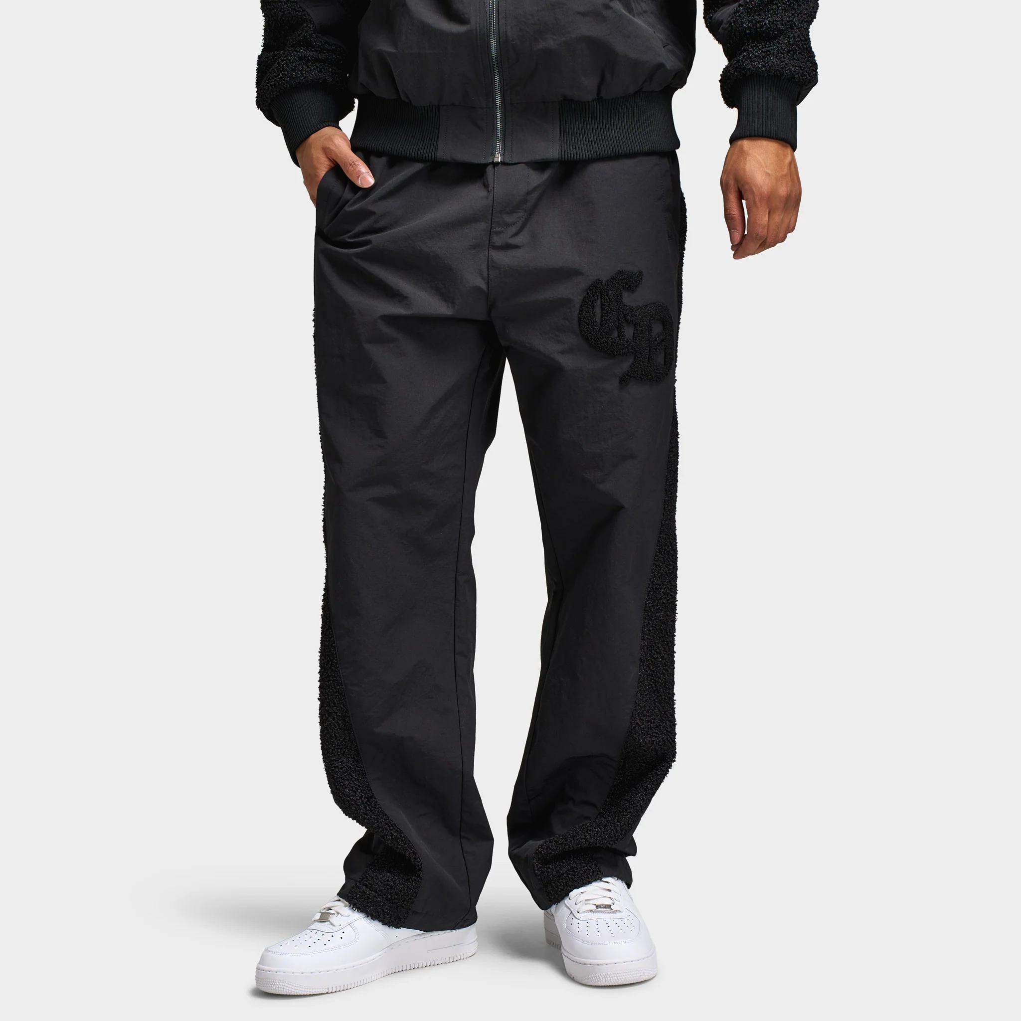 Criminal Damage Micro Sherpa and Nylon Track Pant / Black