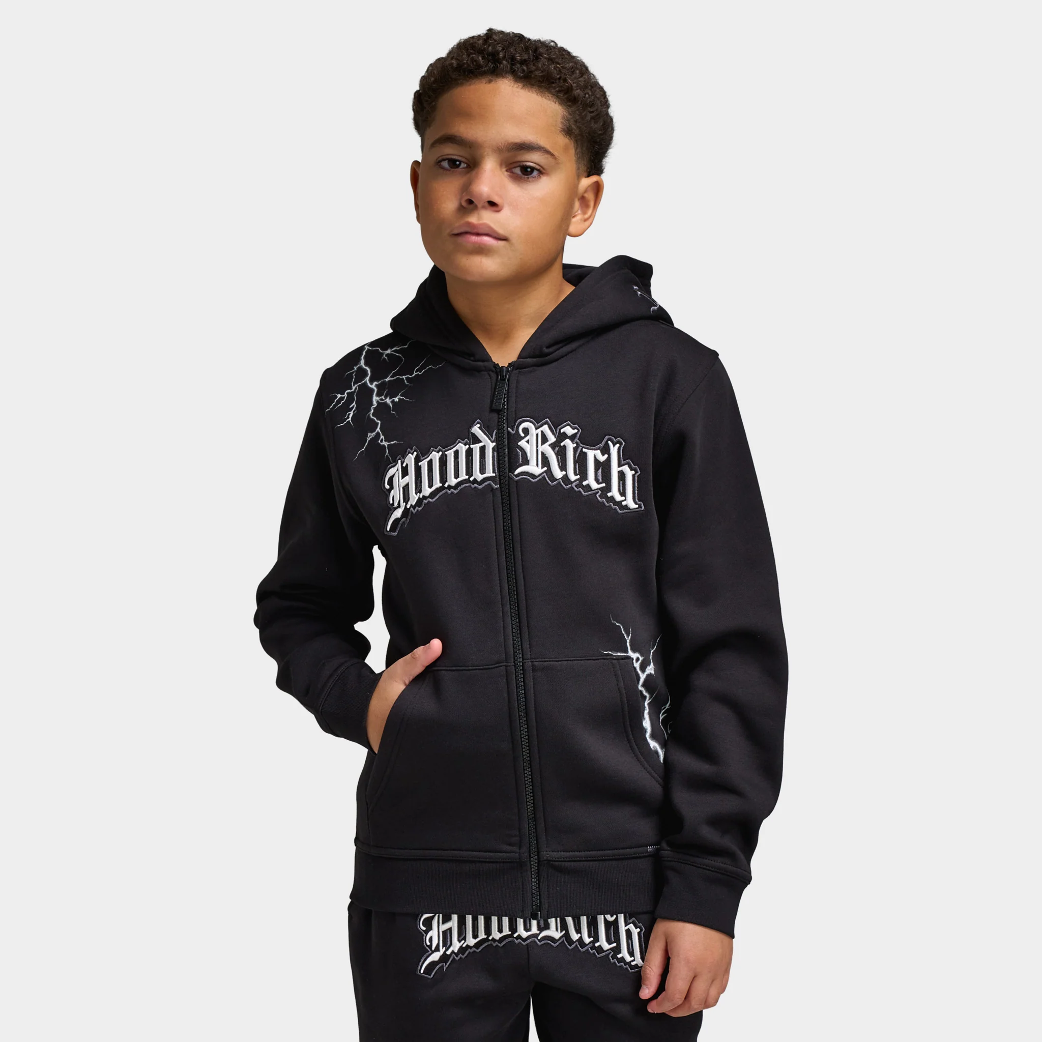 Hoodrich Juniors' Dark Lightning Fullzip Hoodie / Black