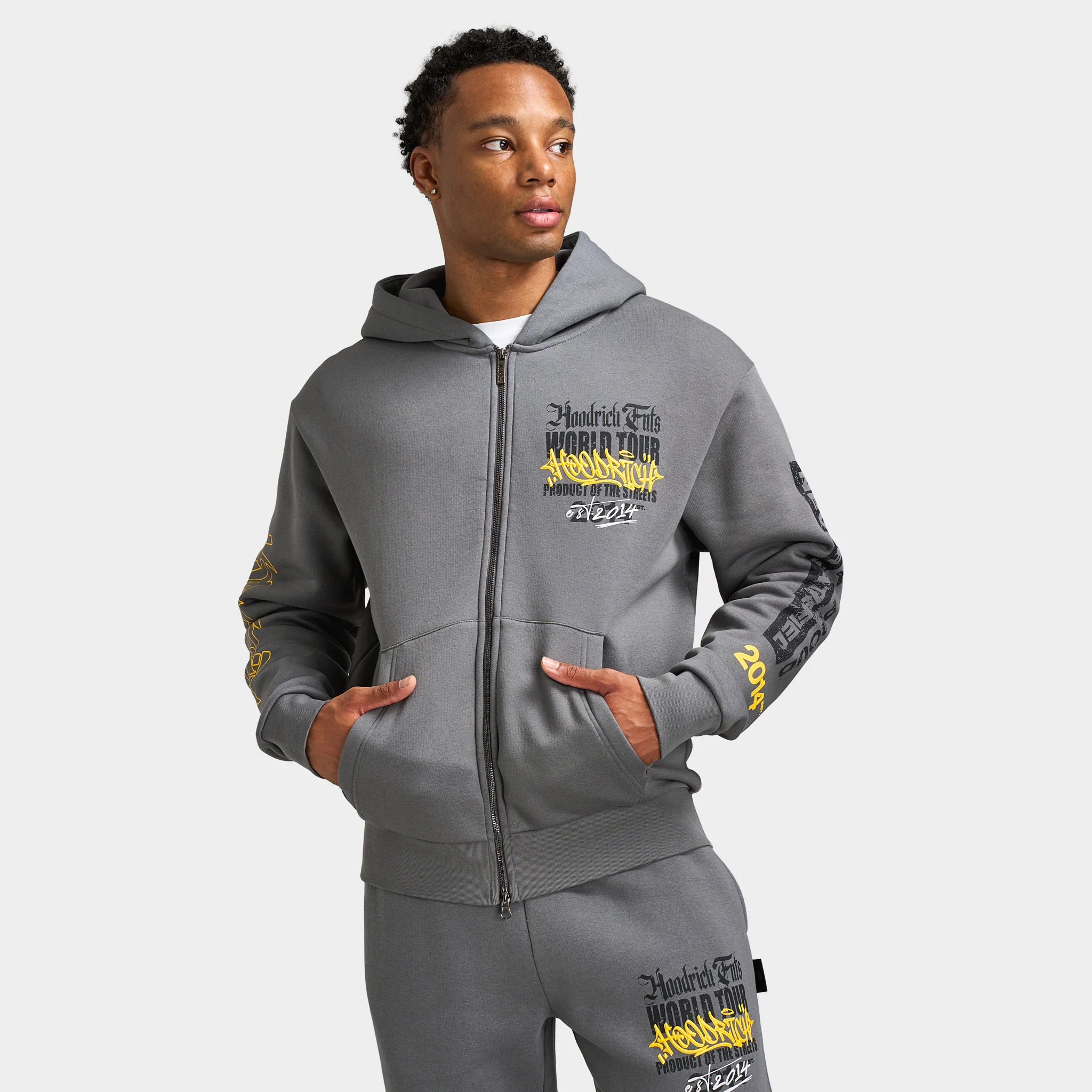 Hoodrich Stamp Tour V2 - Oversized Zip Through Hoodie / Grey