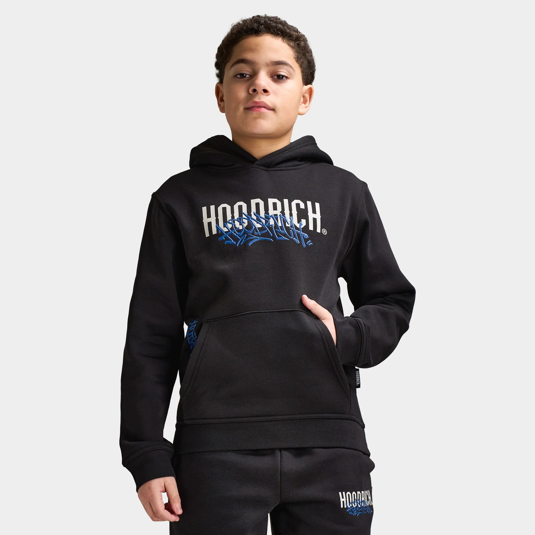 Hoodrich Junior Boy's Intent Hoodie Black / Quiet Gray - Blue Lolite