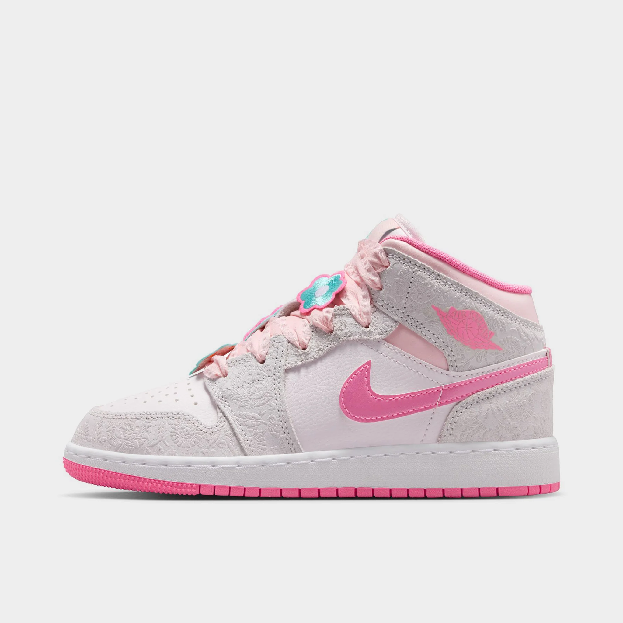 Jordan 1 Mid SE GS Vast Grey / Pink Glow - Sail