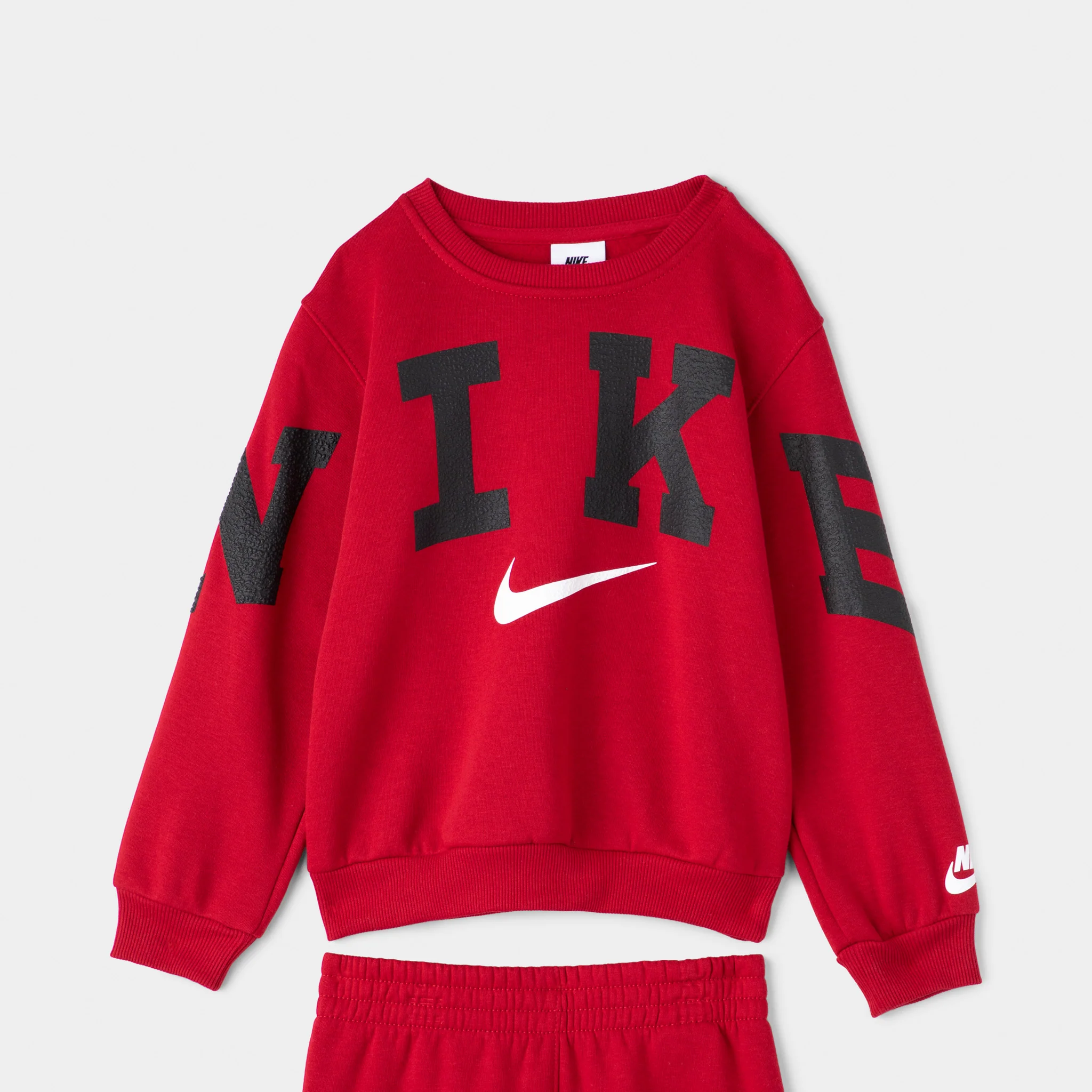 Nike Children's Fleece Crew Jogger Set / Gym Red