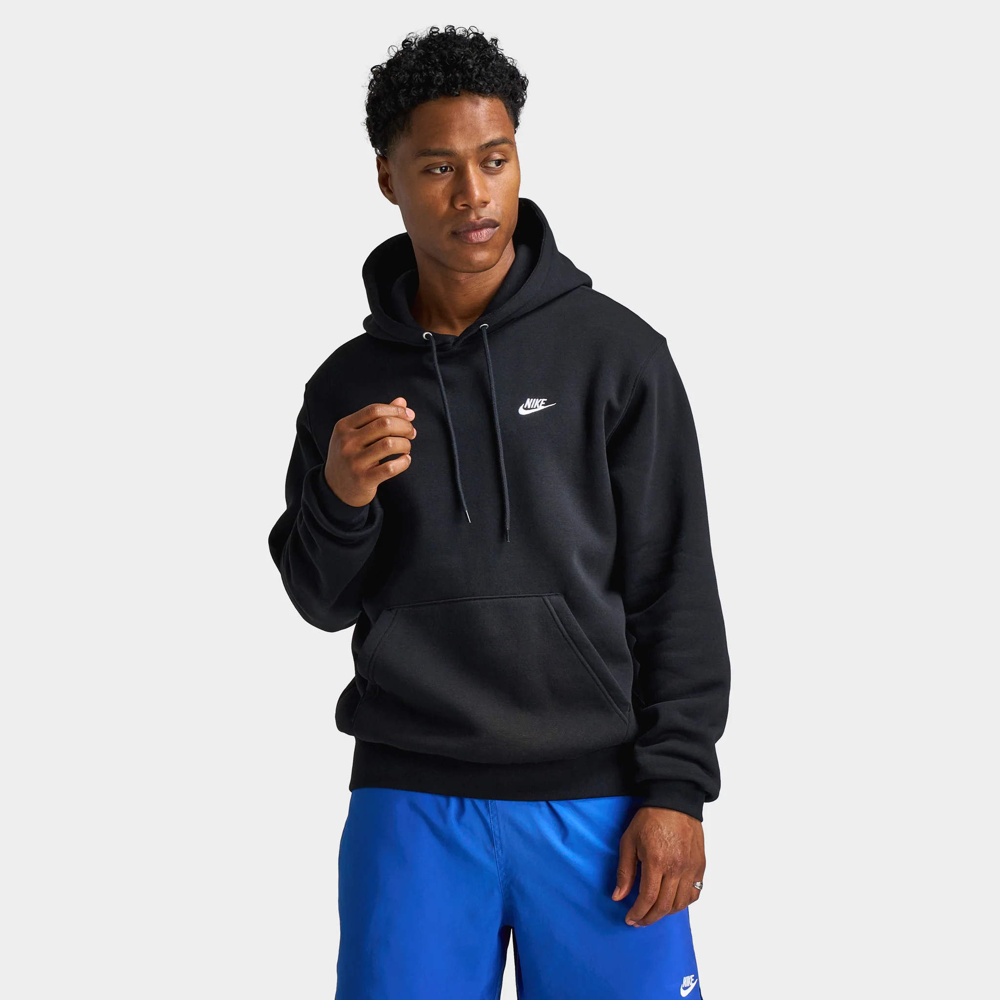 Nike Club Fleece Pullover Hoodie Black / Black - White