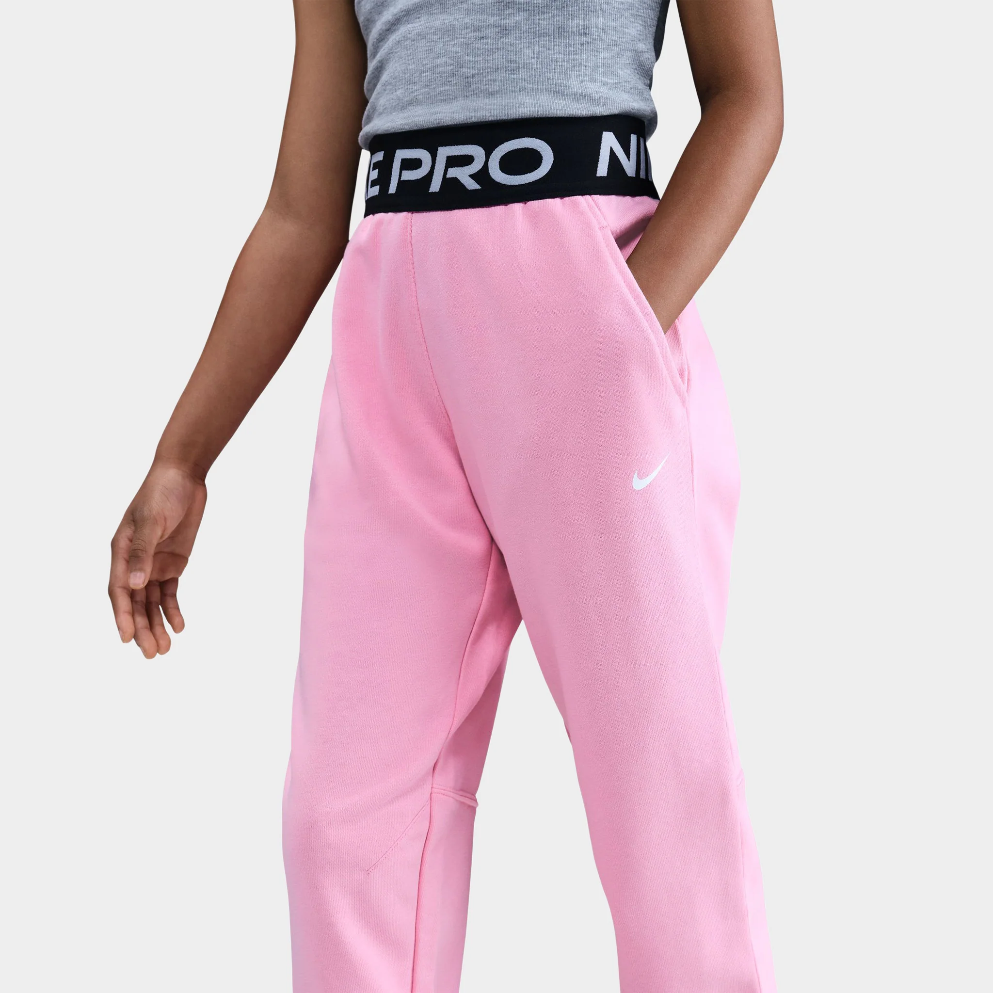 Nike Pro Junior Girls' Dri Fit Fleece Joggers / Med Soft Pink