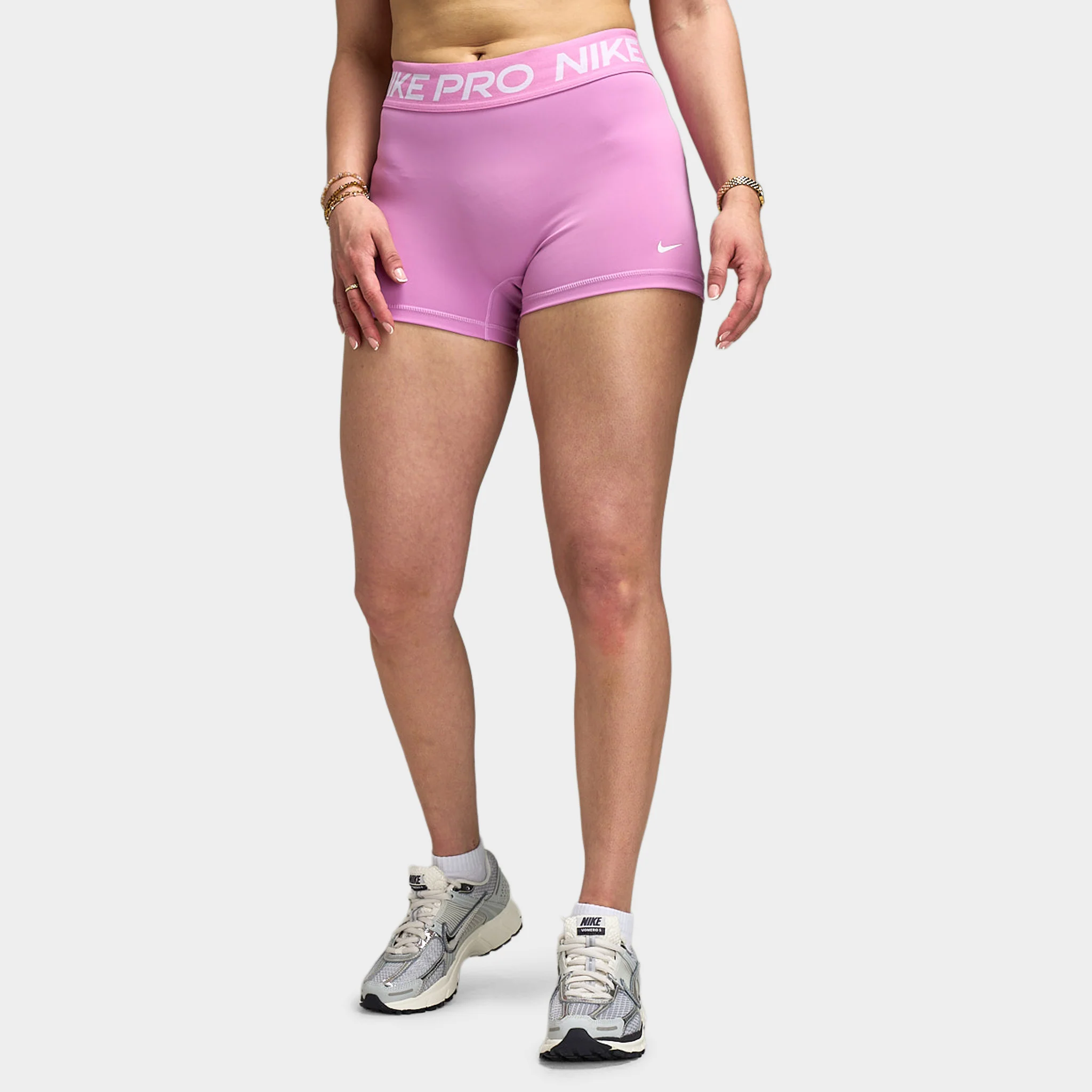 Nike Pro Women's 365 Mid Rise 3in Shorts USM Light Magenta / White