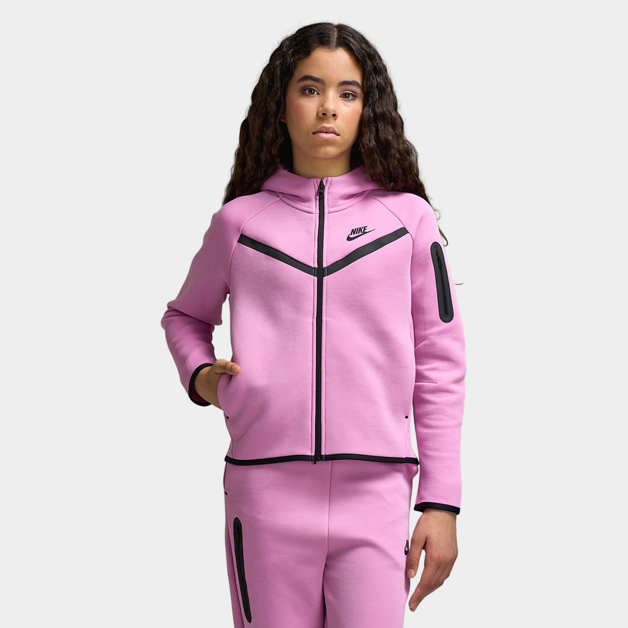 Nike Sportswear Juniors' Tech Fleece Full Zip Hoodie / Light Magenta