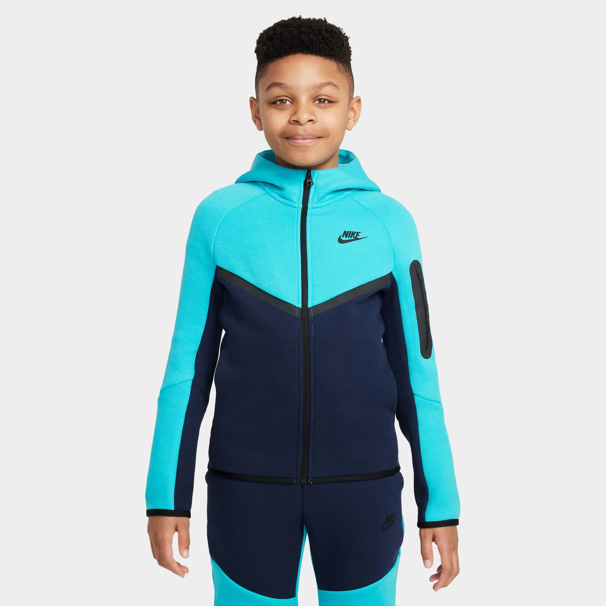Nike Sportswear Junior Boys' Tech Fleece Full-Zip Hoodie Obsidian / Dusty Cactus - Black
