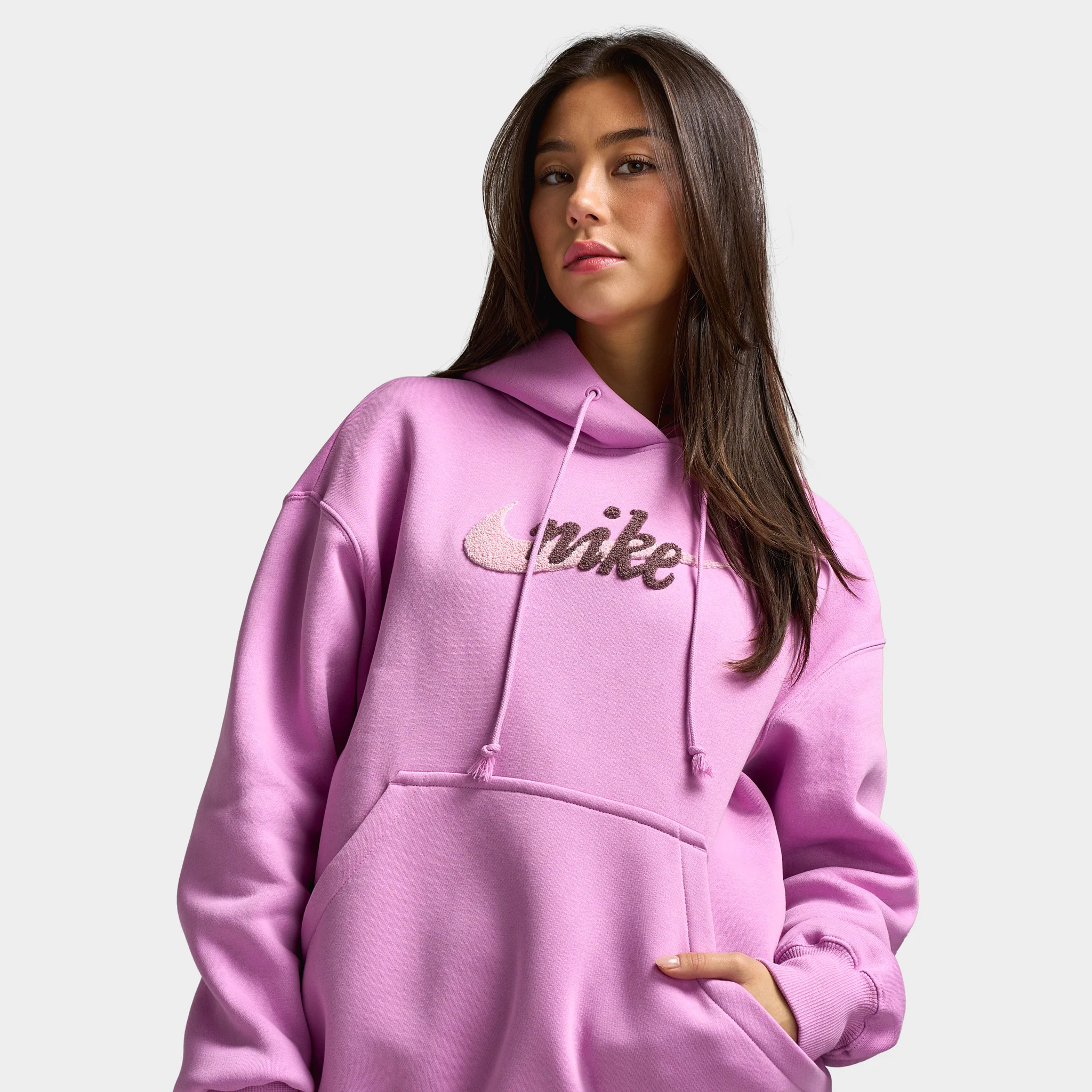 Nike Sportswear Women's Oversized Logo Hoodie Light Magenta / Pink Foam - Image 5
