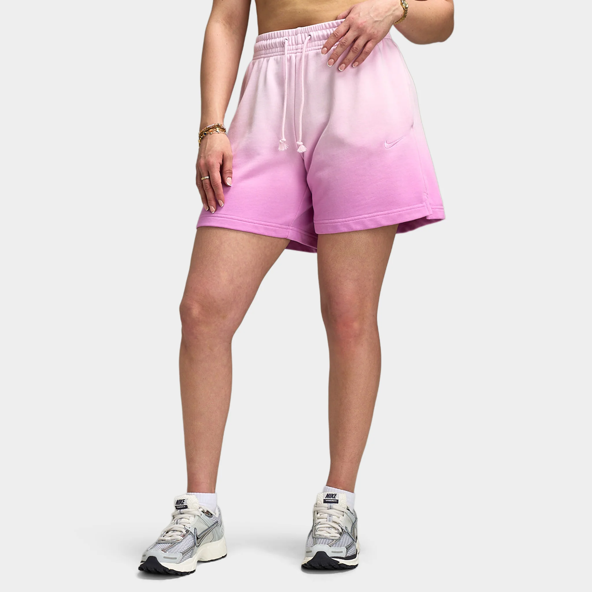Nike Sportswear Women's Phoenix Fleece Mid Rise Dip Shorts / Pink Foam / Light Magenta