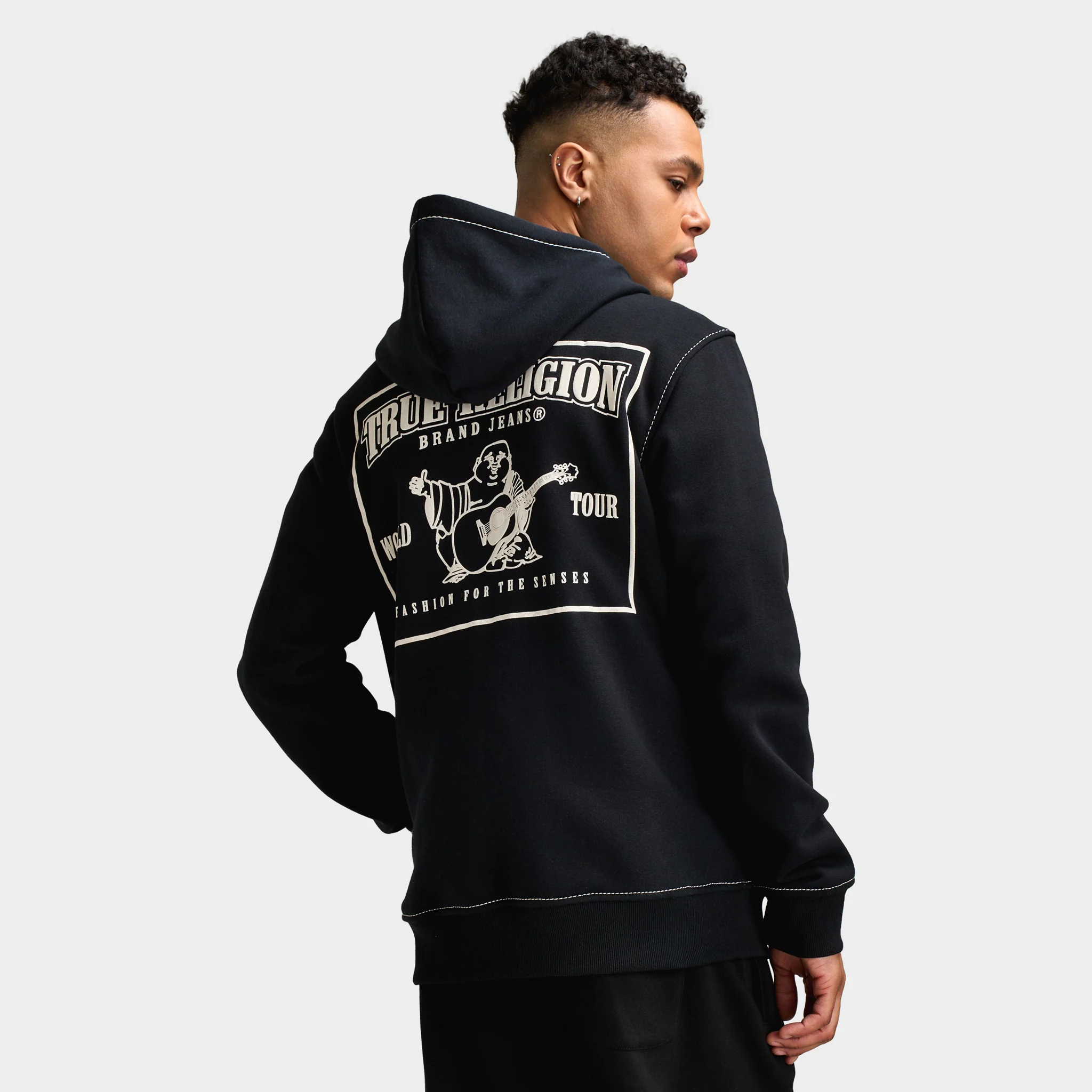 True Religion Big T Full-Zip Hoodie / Jet Black - Image 2