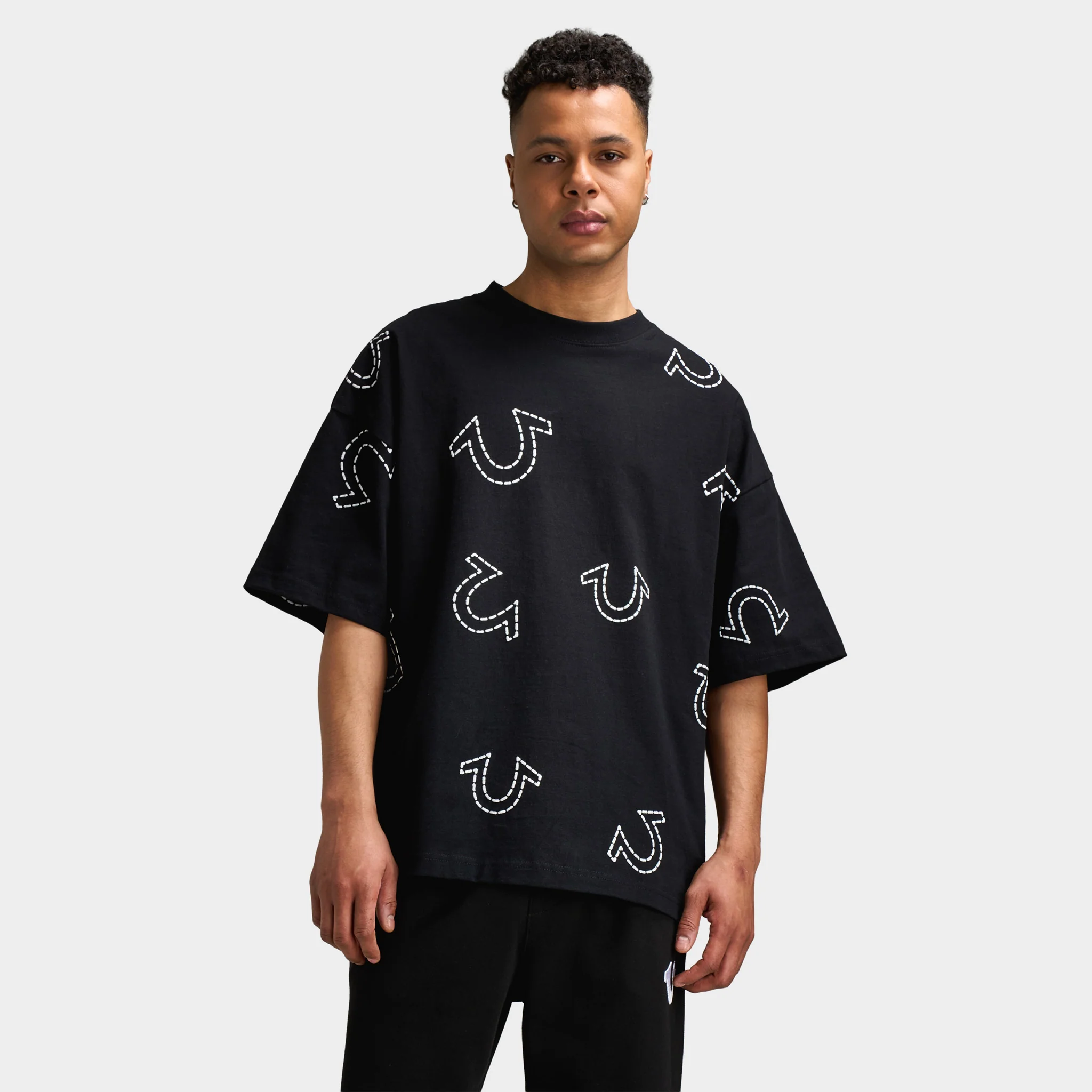 True Religion SS HS PRINT OVERSIZED TEE Jet Black
